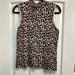 Leopard Print Sleeveless Knit Top